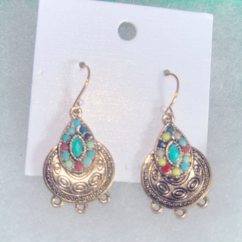 Multicolored Stone Flapper 20s Style Art Deco Drop Statement Earrings 20$